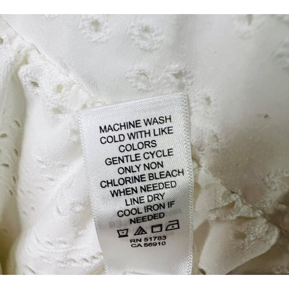 Maurices White Eyelet Ruffle Sleeve Dress L Lined Summer Casual V-Neckline - Picture 5 of 5